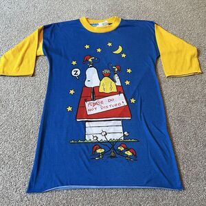 Vintage 80s Snoopy Do Not Disturb Color Block Oversized Sleep Shirt Kids 8